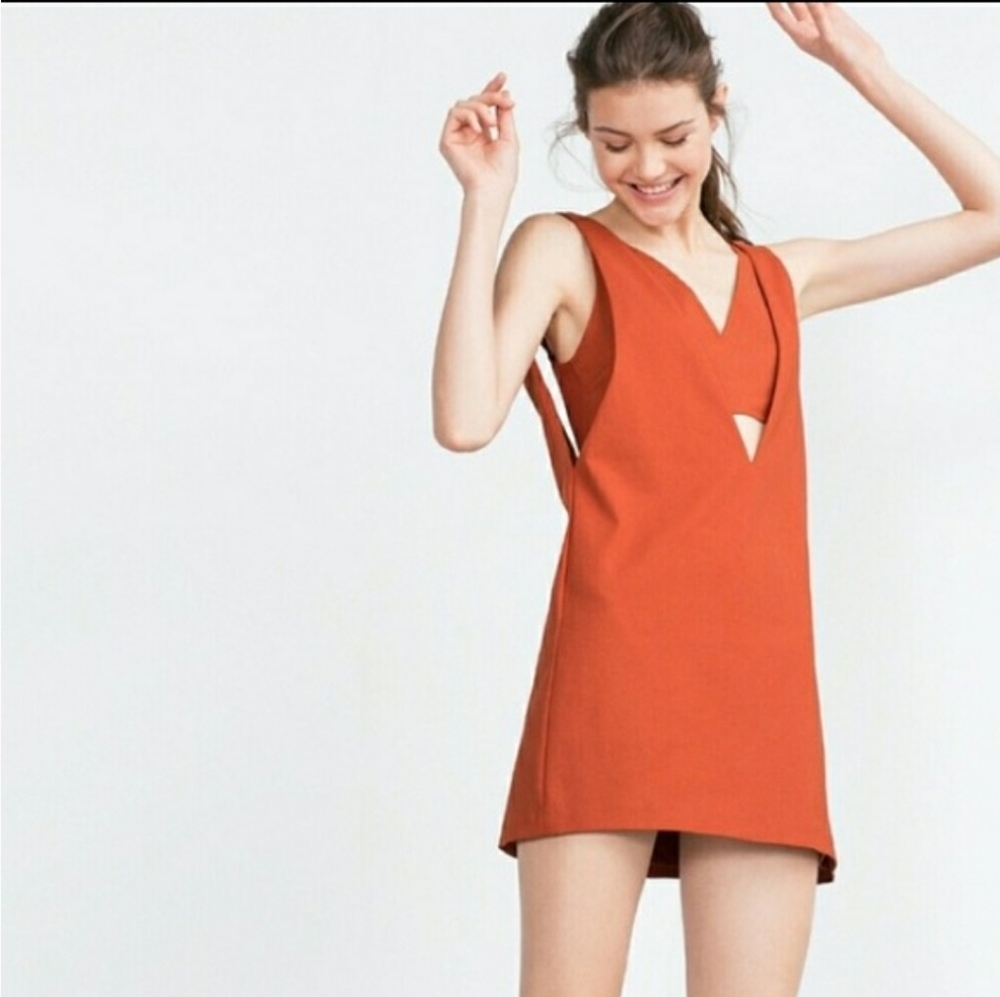 ZARA Trafaluc Pinafore Two Piece Cutout Dress